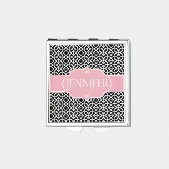Square Geo Trellis Design Personalized with Name Pill Box.