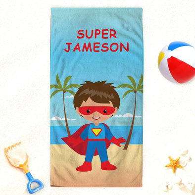 Superhero Character Personalized Towel for Kids | Custom Name Towel for Beach or Bath