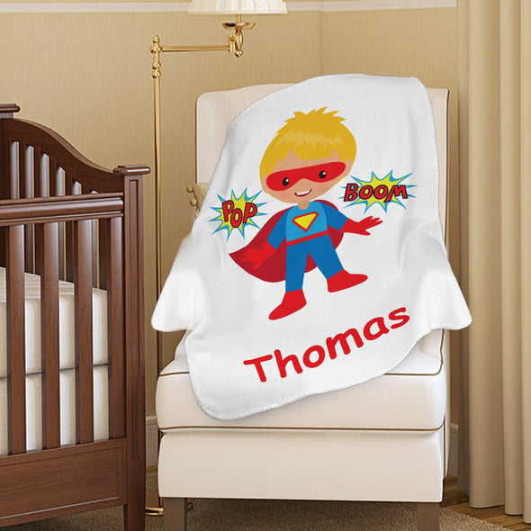 Superhero Custom Baby Boy Blanket | Personalized w/ Name Kids Fleece Throw.