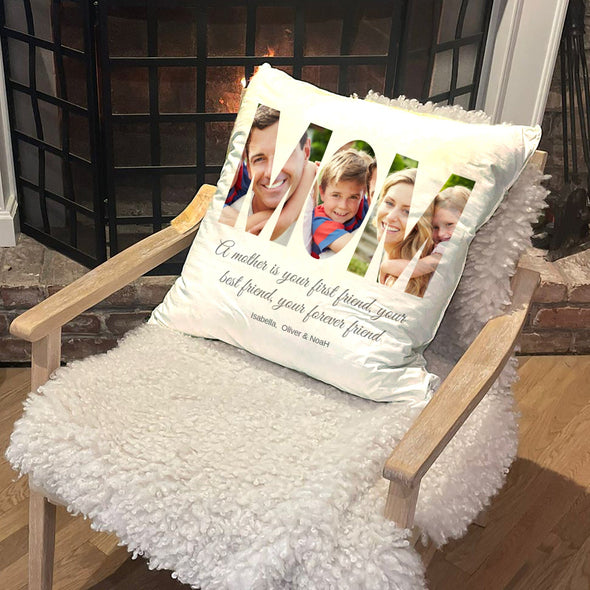 Custom Photo Collage Decorative Throw Pillow for Mom