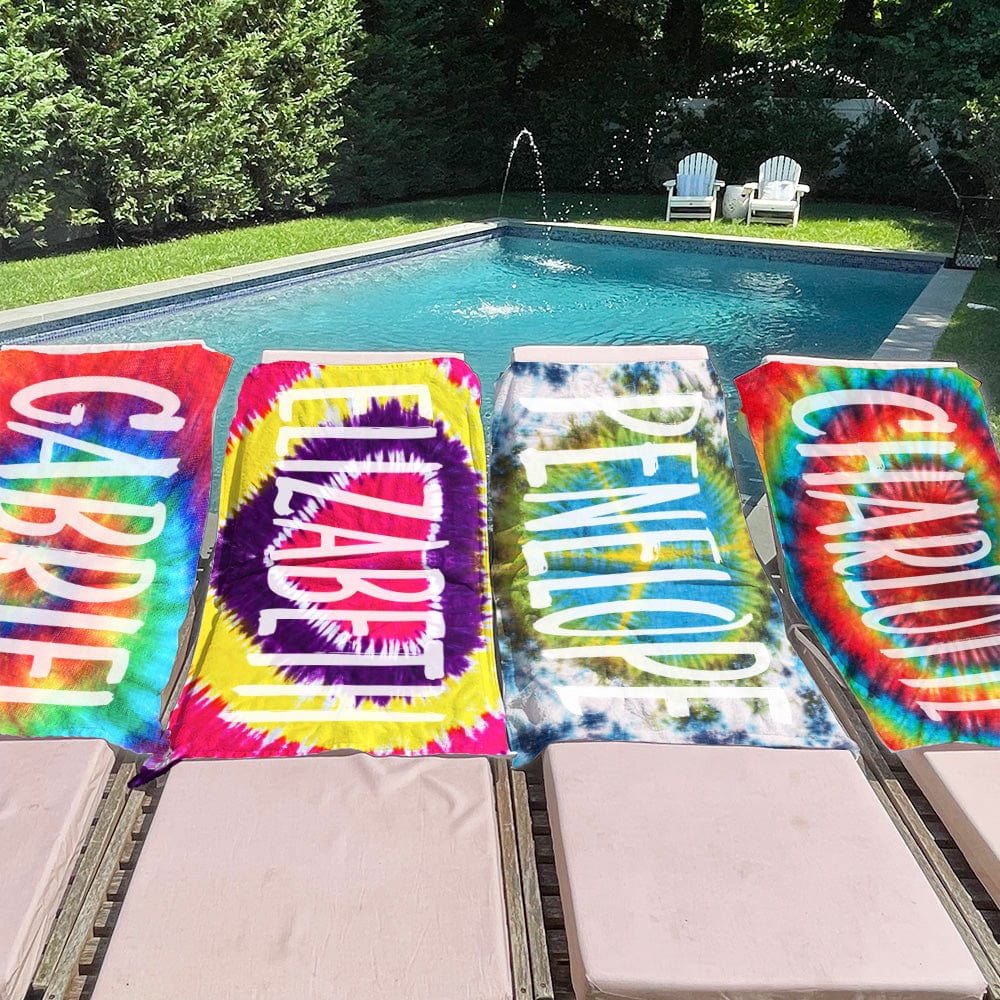 Tie Dye Personalized Beach Towel Gifts for Her Summer Gifts 